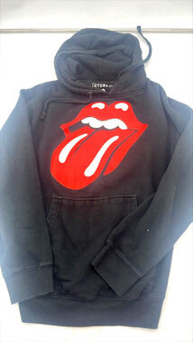 Rolling Stones Unisex Hoodie S (M) Black with Trademark Tongue Logo